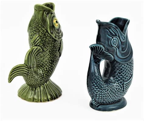Mid-Century Modernist Glazed Ceramic Gurgle Fish Water Jug